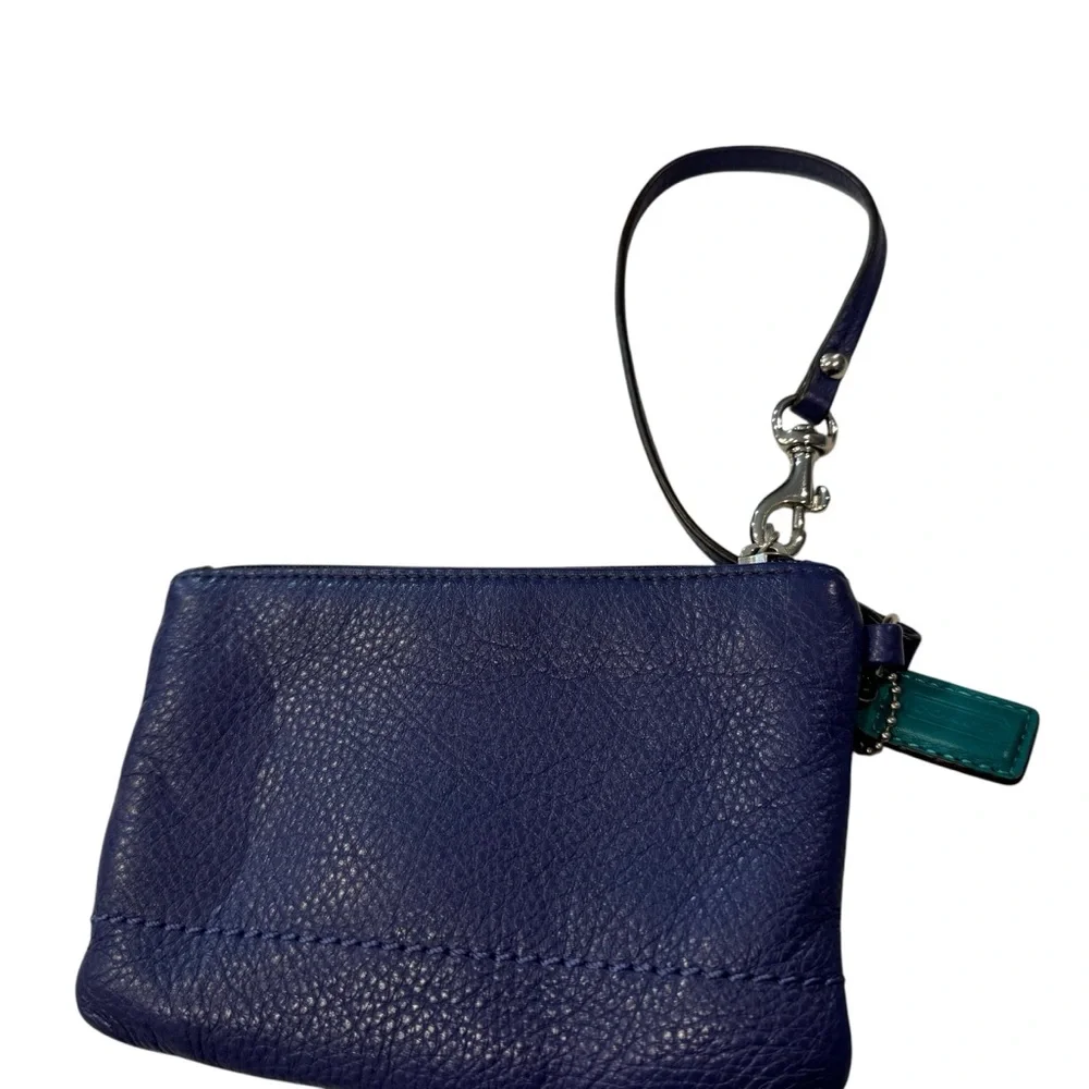 Coach Blue Leather Wristlet Small